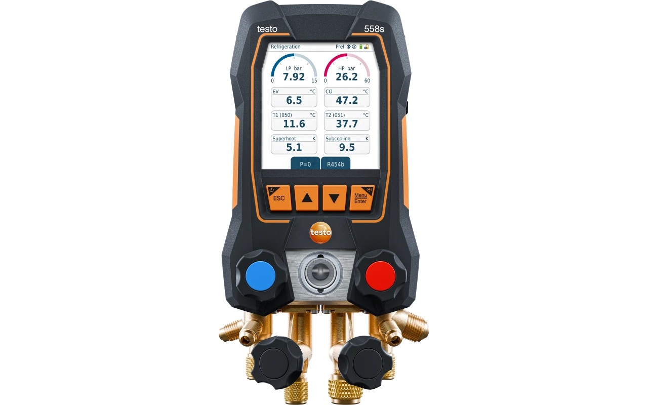 testo 558s - Digitális szervizcsaptelep 4-utas szelepblokkal és intuitív érintőképernyővel