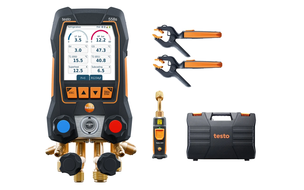 testo 558s okos vákuum szett - Okos szervizcsaptelep vezeték nélküli hőmérséklet- és vákuumérzékelőkkel